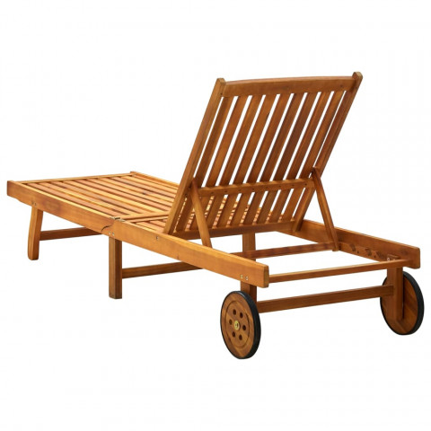 Chaise longue de jardin avec coussin bois d'acacia solide