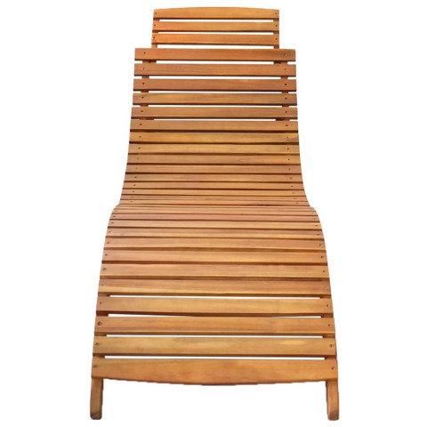 Transat chaise longue bain de soleil lit de jardin terrasse meuble d'extérieur avec coussin bois d'acacia solide helloshop26 02_0012399