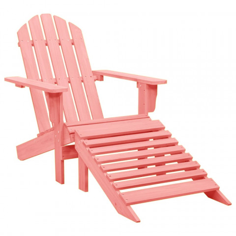 Chaise de jardin adirondack avec pouf bois de sapin - Couleur au choix