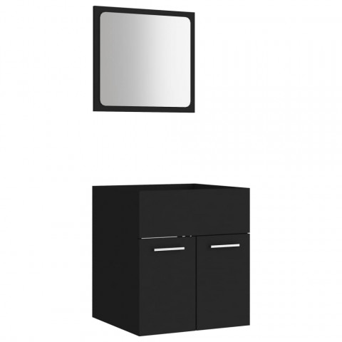 Ensemble de meubles de salle de bain 2 pcs noir aggloméré