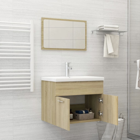  Ensemble de meubles de salle de bain 2 pcs Chêne Sonoma