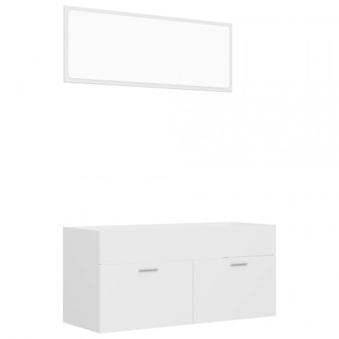 Ensemble de meubles de salle de bain 2 pcs blanc aggloméré