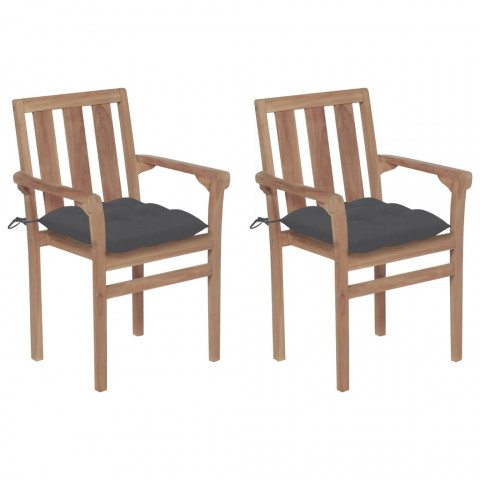 Chaises de jardin bois de teck avec coussins - Couleur des coussins et nombre de chaises au choix