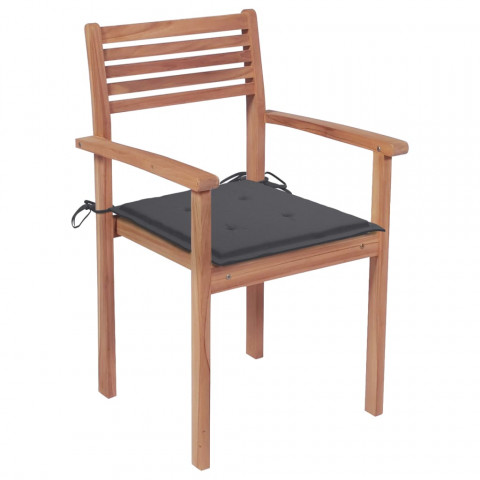 Chaises de jardin 2 pcs avec coussins anthracite bois de teck