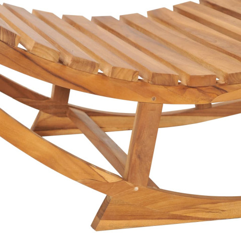 Transat chaise longue bain de soleil lit de jardin terrasse meuble d'extérieur à bascule avec coussin bois de teck solide helloshop26 02_0012955