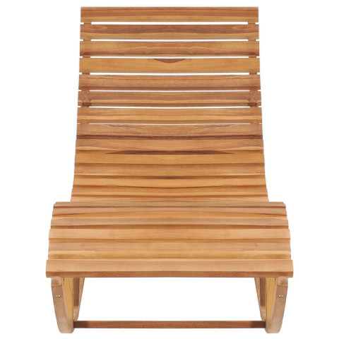 Transat chaise longue bain de soleil lit de jardin terrasse meuble d'extérieur à bascule avec coussin bois de teck solide helloshop26 02_0012960