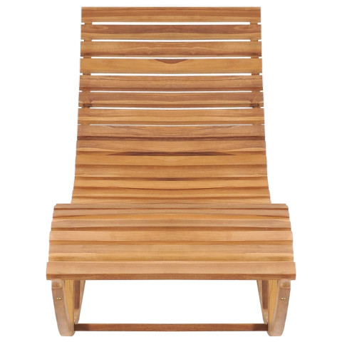 Transat chaise longue bain de soleil lit de jardin terrasse meuble d'extérieur à bascule 180 cm avec coussin bois de teck solide helloshop26 02_0012959