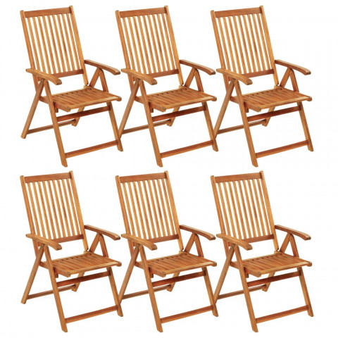 Chaises pliables de jardin 6 pcs avec coussins bois d'acacia