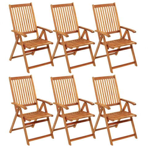 Chaises pliables de jardin 6 pcs avec coussins bois d'acacia rouge