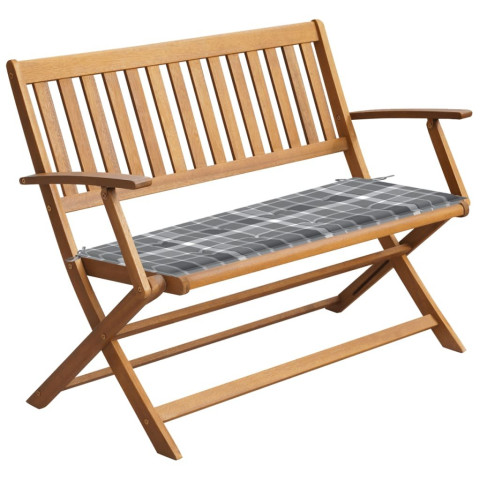 Banc de jardin avec coussin 120 cm bois d'acacia massif - Couleur du coussin au choix