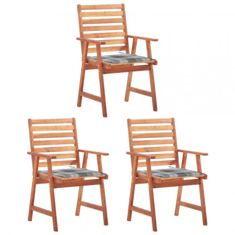 Chaises à dîner d'extérieur avec coussins acacia massif - Couleur et nombre de places au choix