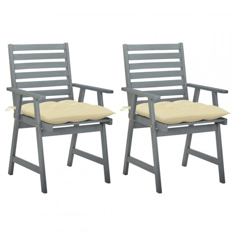 Chaises à dîner d'extérieur 2 pcs avec coussins acacia massif - Couleur au choix