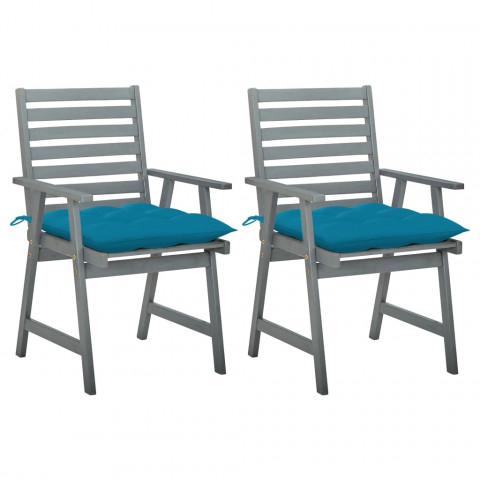 Chaises à dîner d'extérieur 2 pcs avec coussins acacia massif - Couleur au choix