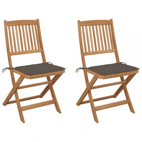 Chaises pliables de jardin avec coussins bois d'acacia - Couleur et nombre de places au choix