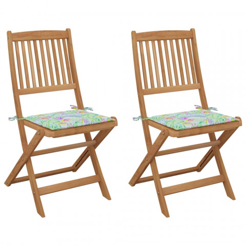 Chaises pliables de jardin avec coussins bois d'acacia - Couleur et nombre de places au choix