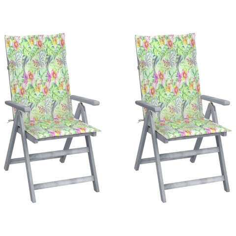 Chaises inclinables de jardin avec coussins bois d'acacia - Couleur et nombre de places au choix