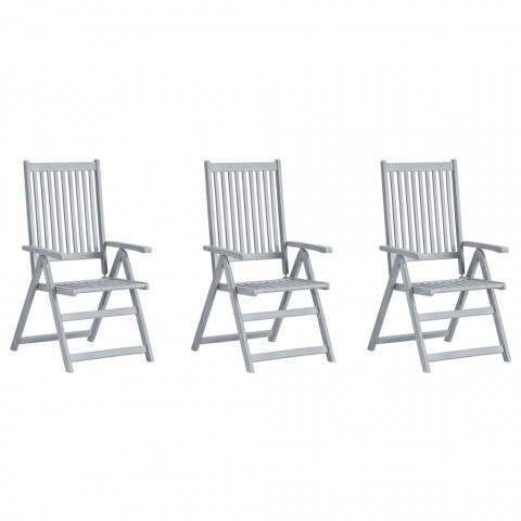 Chaises inclinables de jardin 3 pcs avec coussins bois d'acacia - Beige