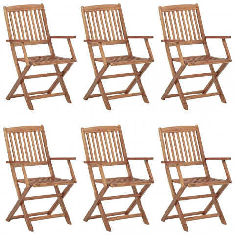 Chaises pliables de jardin 6 pcs avec coussins bois d'acacia - Anthracite