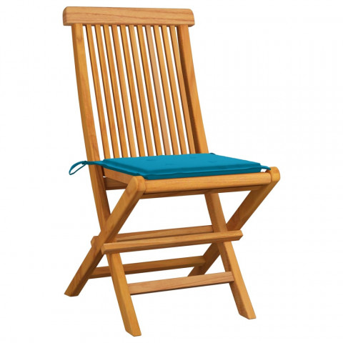 Chaises de jardin bois de teck massif avec coussins 6 pcs - Couleur au choix