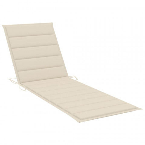 Chaise longue double et coussins crème bois de pin imprégné