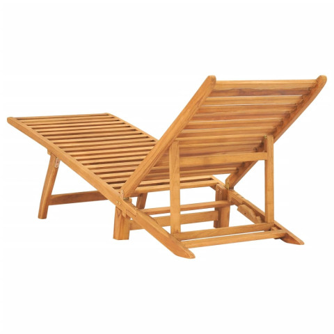 Transat chaise longue bain de soleil lit de jardin terrasse meuble d'extérieur bois de teck solide helloshop26 02_0012712