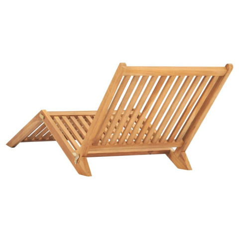 Transat chaise longue bain de soleil lit de jardin terrasse meuble d'extérieur bois de teck solide helloshop26 02_0012715