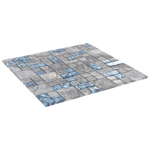 Carreaux mosaïque 11 pcs gris et bleu 30x30 cm verre