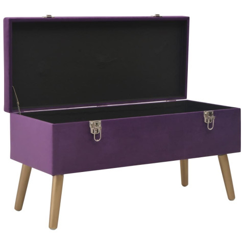 Banc avec compartiment de rangement 80 cm velours - Couleur au choix