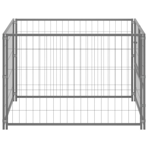Chenil extérieur cage enclos parc animaux chien argenté 100 x 100 x 70 cm acier  02_0000233