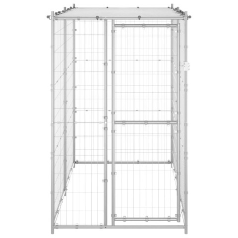 Chenil extérieur cage enclos parc animaux chien extérieur acier galvanisé avec toit 110 x 220 x 180 cm 