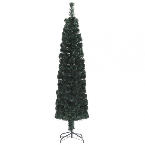 Arbre de noël artificiel mince et support 180 cm fibre optique