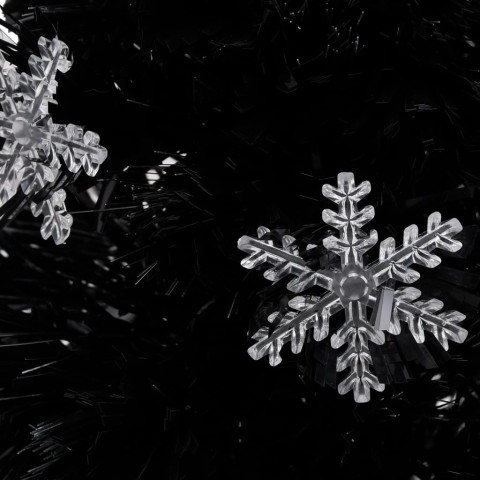 Sapin de noël et flocons de neige led noir fibre optique - Longueur au choix
