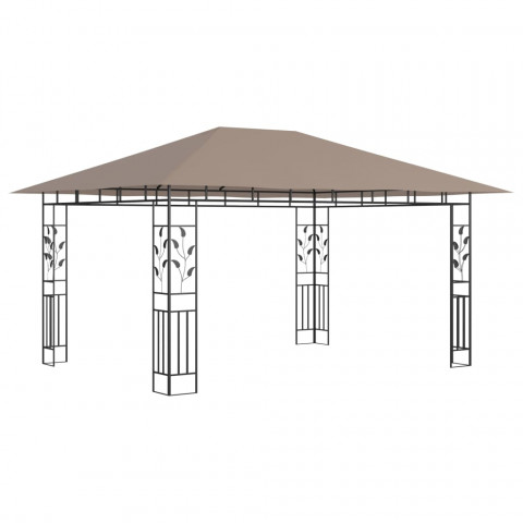  Tonnelle avec moustiquaire et lumières LED 4x3x2,73 m Taupe