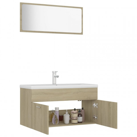 Ensemble de meubles de salle de bain chêne sonoma aggloméré