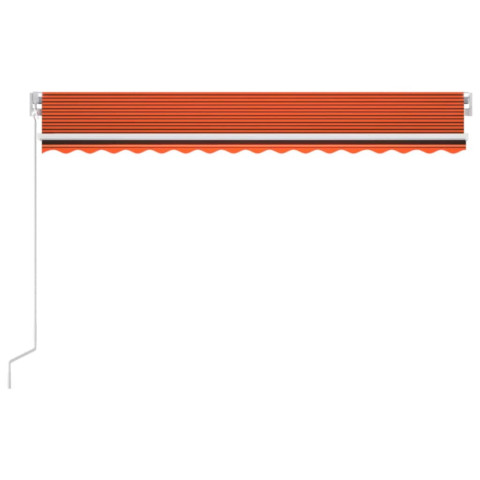 Auvent manuel rétractable avec led 400x350 cm orange et marron