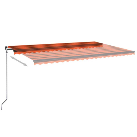 Auvent manuel rétractable avec led 500x350 cm orange et marron