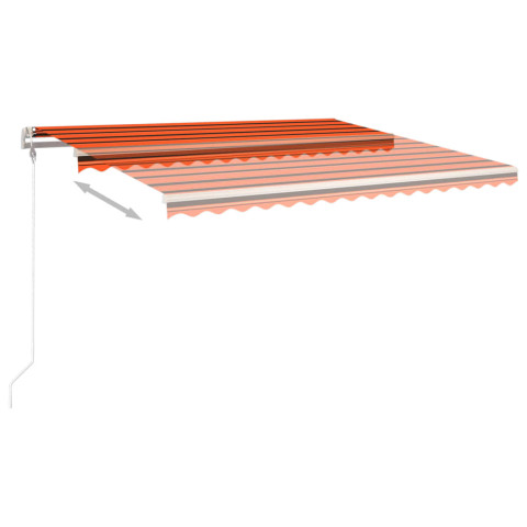 Auvent automatique rétractable poteaux 4x3,5 m orange marron