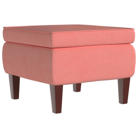 Tabouret avec pieds en bois rose velours