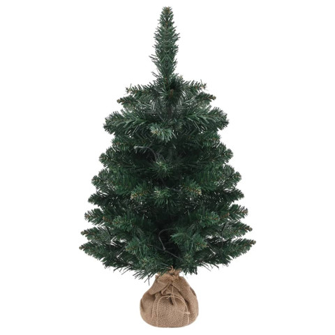  Sapin de Noël artificiel pré-éclairé et supports vert 60 cm PVC