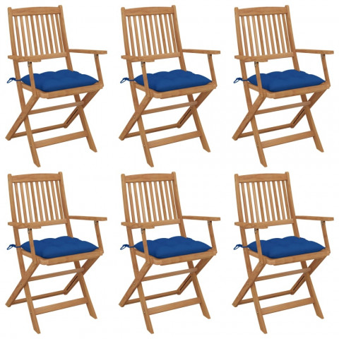 Chaises pliables de jardin avec coussins bois d'acacia - Couleur et nombre de places au choix