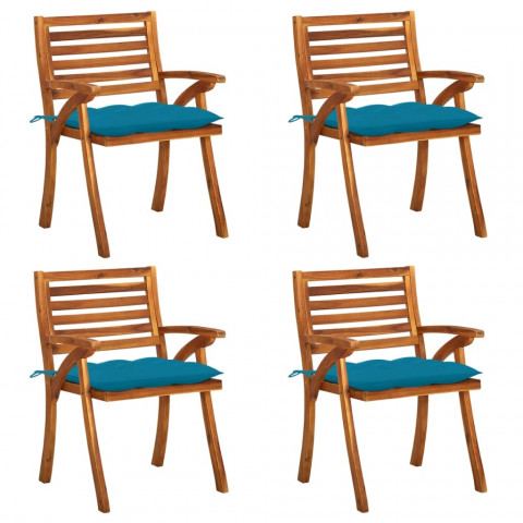 Chaises de jardin avec coussins bois de teck solide - Couleur et nombre de places au choix