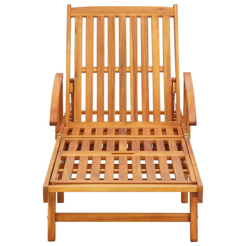 Lot de 2 transats chaise longue bain de soleil lit de jardin terrasse meuble d'extérieur avec coussins bois d'acacia solide helloshop26 02_0012061
