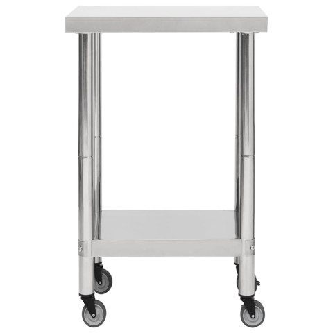 Table de travail de cuisine avec roues 60x60x85 cm inox