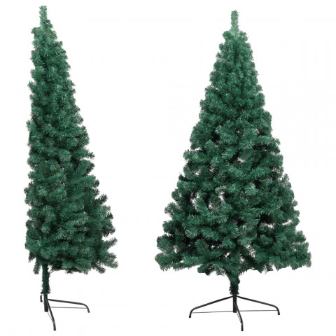  Demi-arbre de Noël artificiel avec LED et boules Vert 120 cm