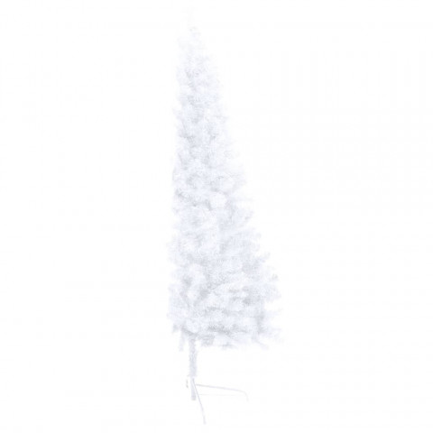  Demi-arbre de Noël artificiel avec LED et boules Blanc 180 cm