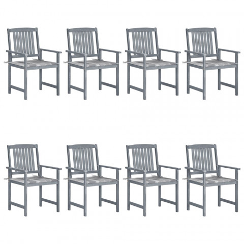 Chaises de jardin avec coussins 8 pcs bois d'acacia solide - Couleur des coussins au choix 