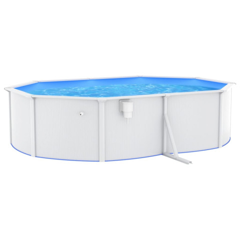 Piscine ovale avec parois en acier 490x360x120 cm blanc