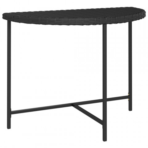 Table de jardin noir 100x50x75 cm résine tressée