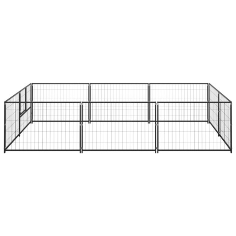 Chenil extérieur cage enclos parc animaux chien noir 6 m² acier  02_0000545
