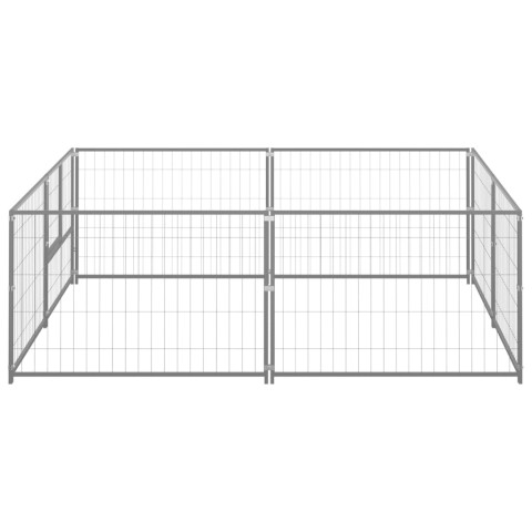 Chenil extérieur cage enclos parc animaux chien argenté 4 m² acier  02_0000276